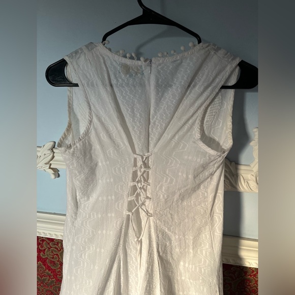 Embroidered with Seashells, Tassels White Maxi Dress 100% Cotton - Picture 6 of 9